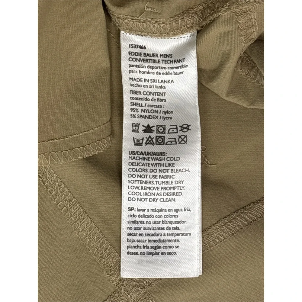 Eddie Bauer Mens‎ Tech Hiking Pants Size 40 x 32 Stretch Fishing Travel Khaki